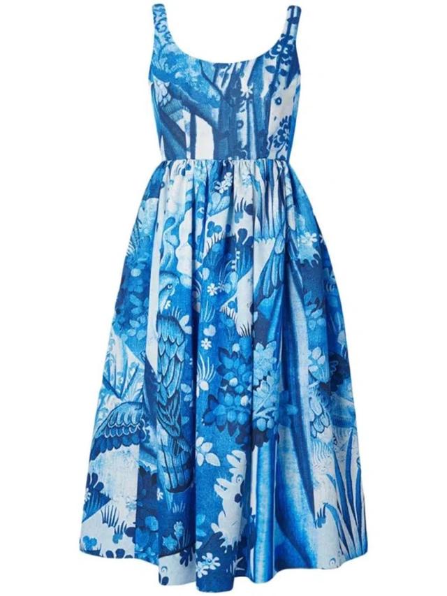 Floral-print Midi Dress In Blue Product Image