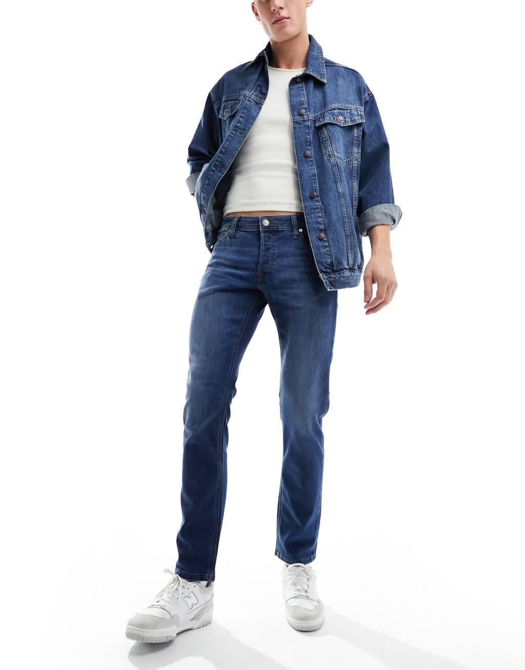 Jack & Jones Glenn slim jeans in mid blue wash  Product Image