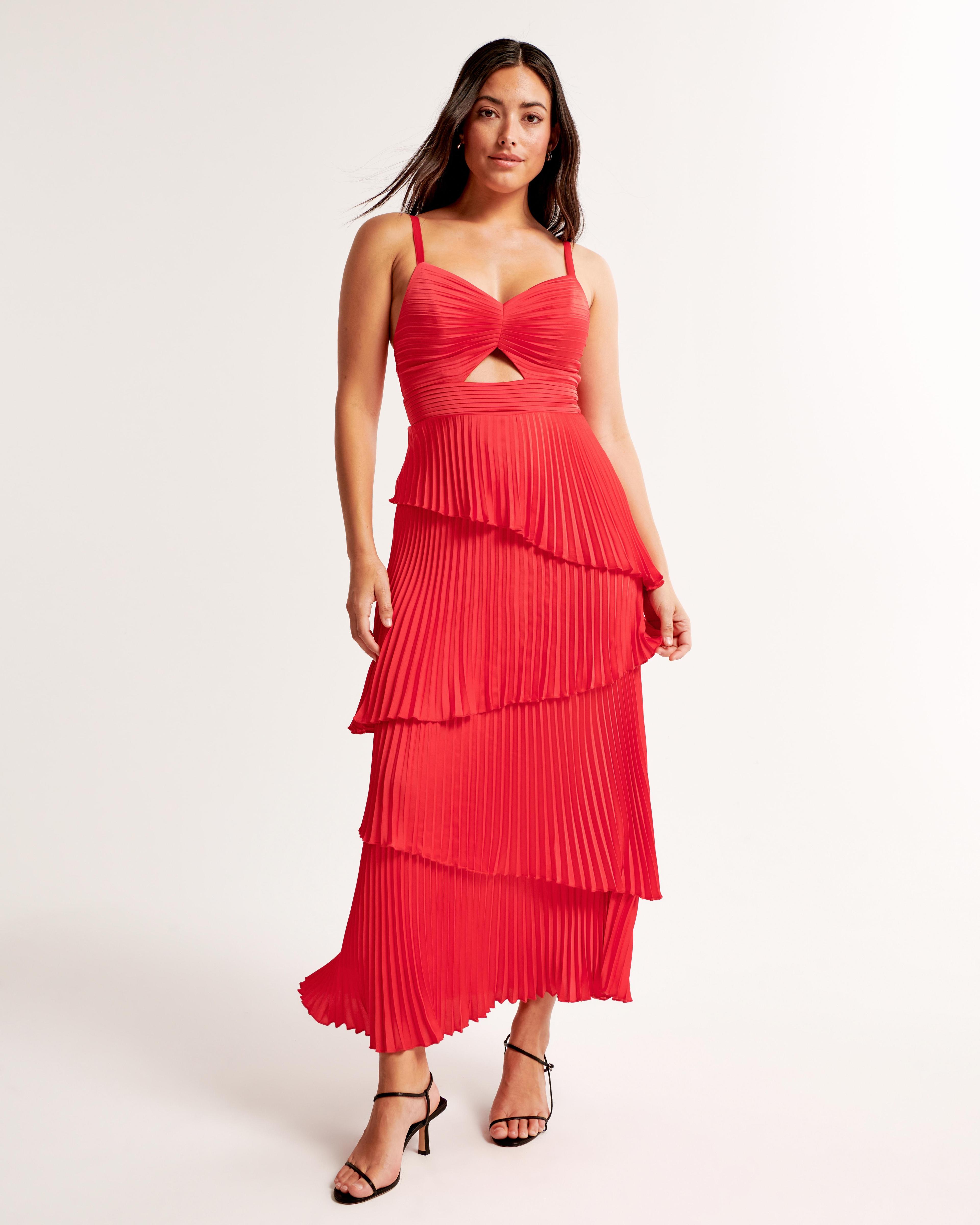 The A&F Giselle Pleated Tiered Maxi Dress Product Image