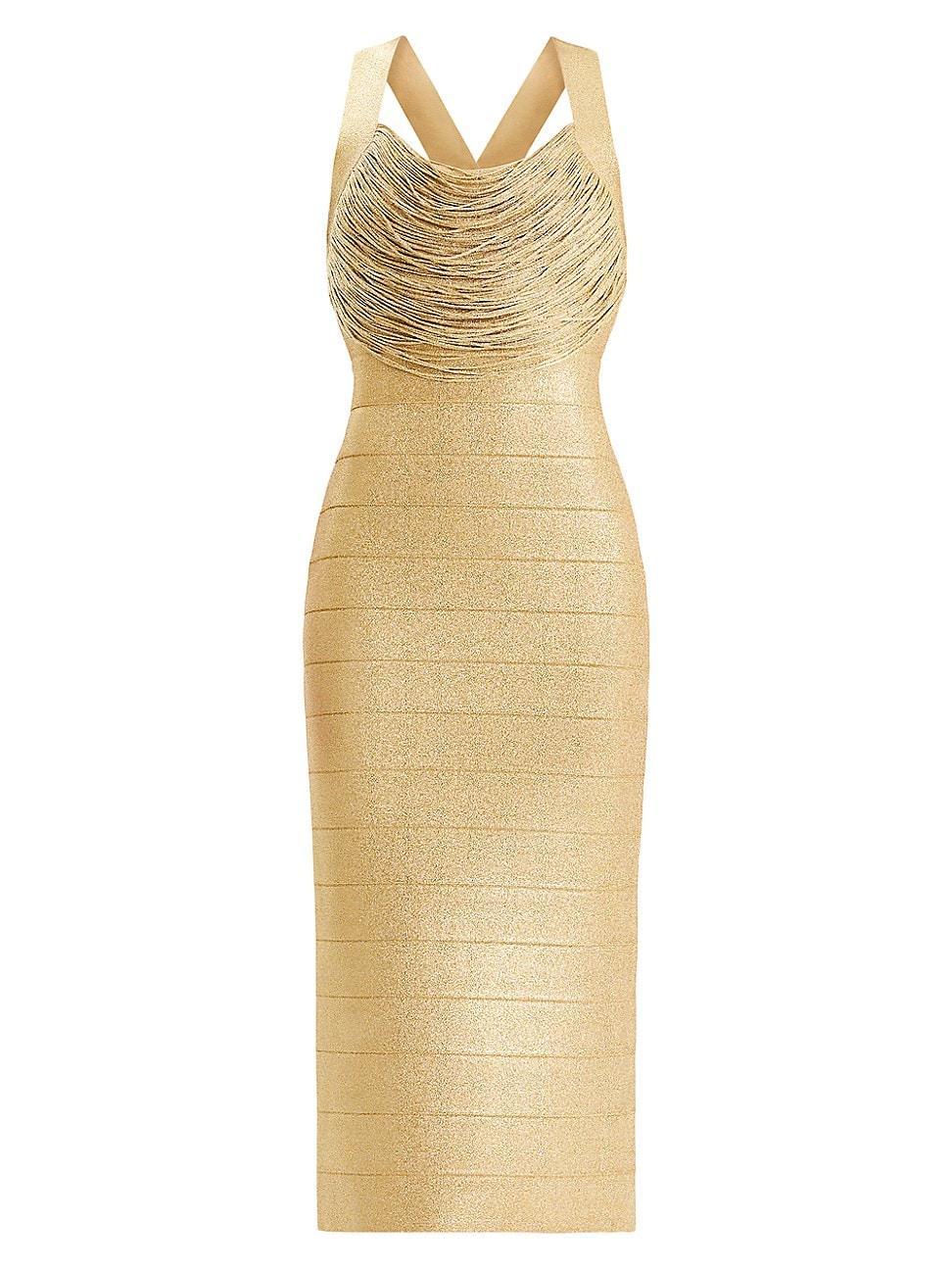 Womens Disco Knit Fringe Bandage Midi-Dress Product Image