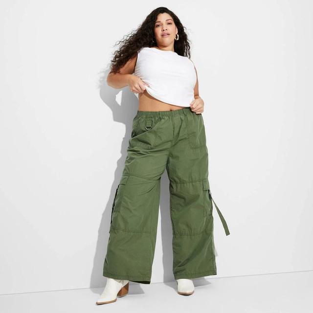 Womens Mid-Rise Wide Leg Cargo Pants - Wild Fable XXL Product Image