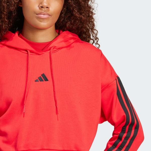 Essentials 3-Stripes French Terry Crop Hoodie Product Image