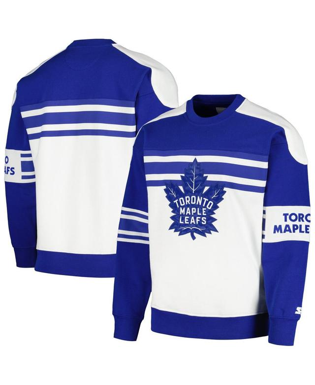 Mens Starter White Toronto Maple Leafs Defense Fleece Crewneck Pullover Sweatshirt Product Image