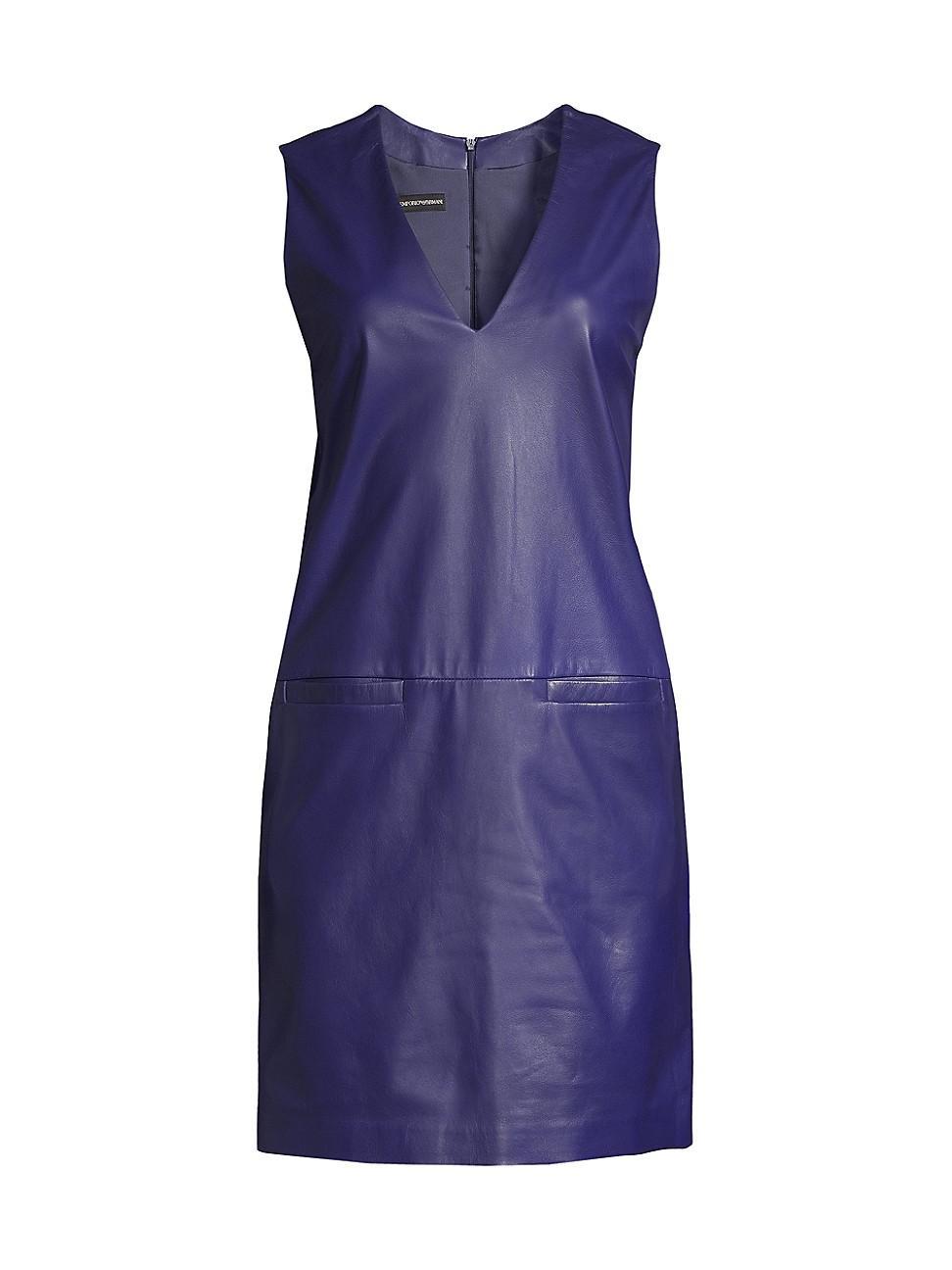 Womens Napa Leather Shift Minidress Product Image