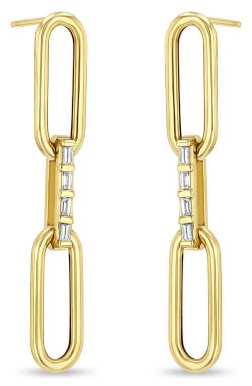 Zo Chicco Large Paperclip Chain with Baguette Diamond Link Drop Earrings Product Image