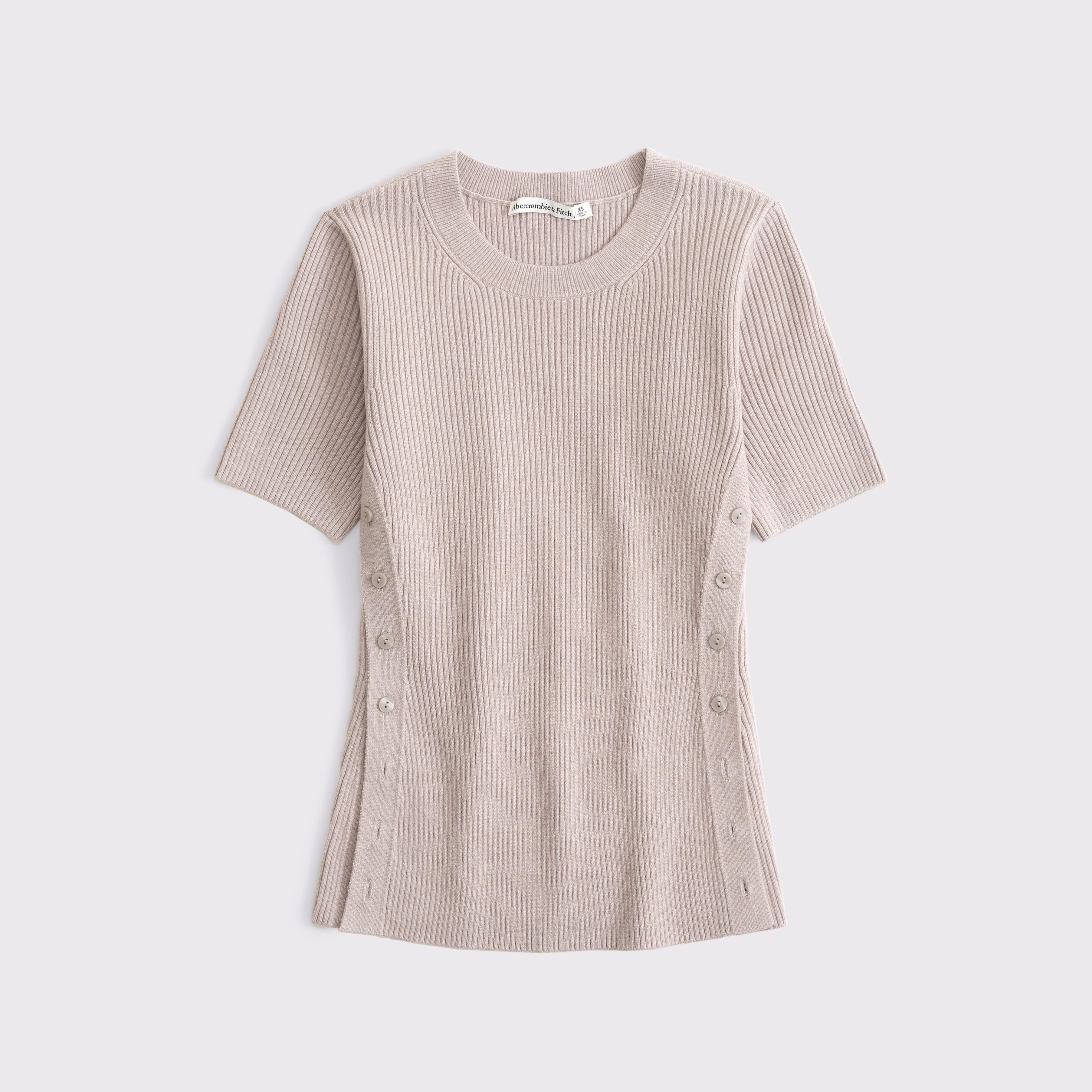 LuxeLoft Side-Button Sweater Tee Product Image