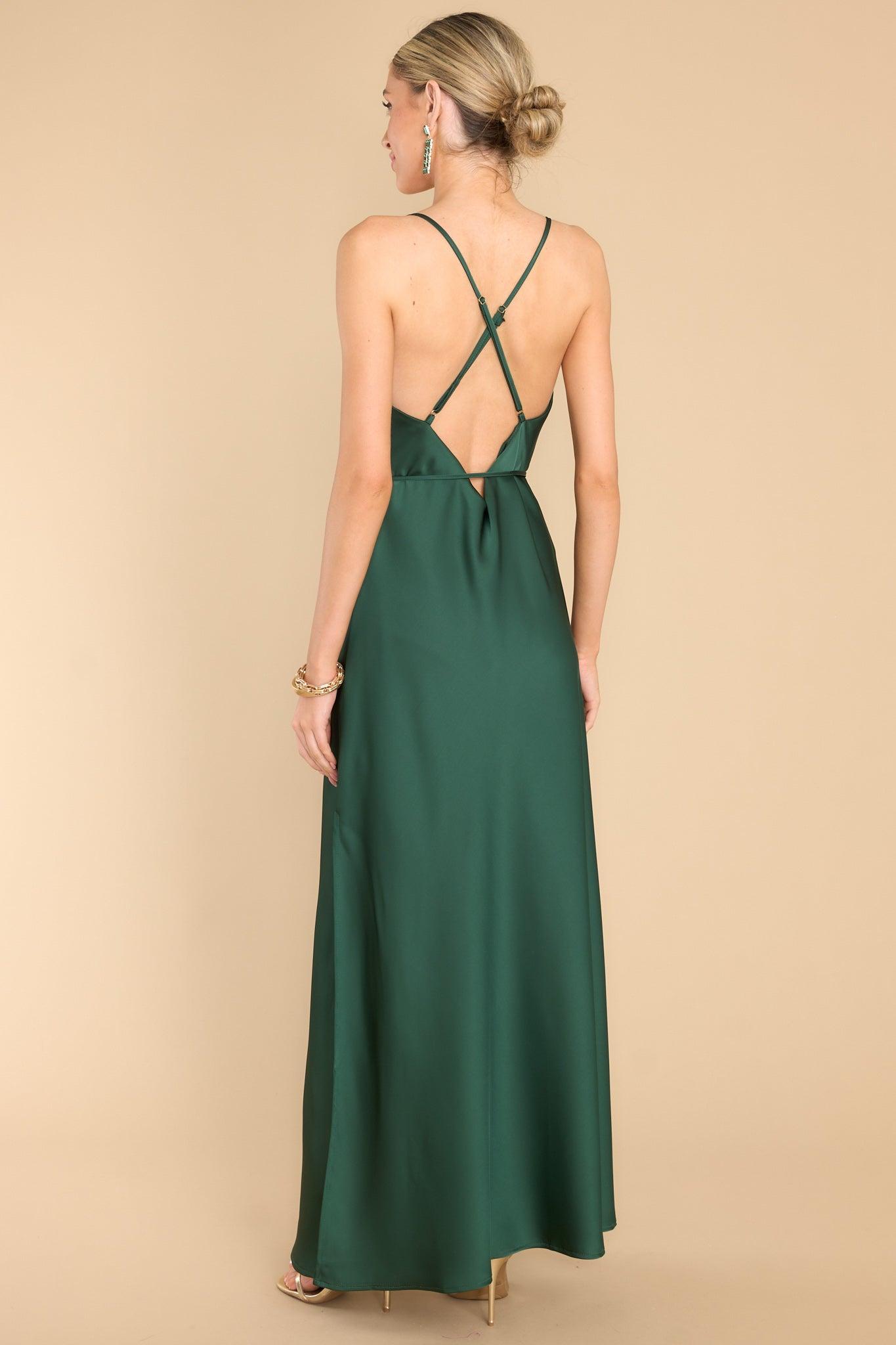 Gleaming Glam Emerald Maxi Dress Dark Green Product Image