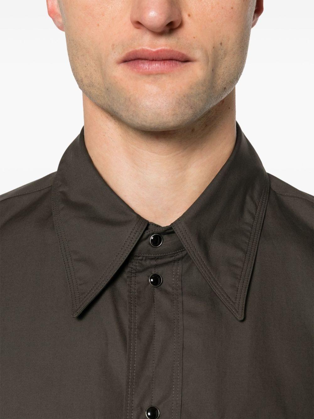 Long-sleeve Cotton Shirt In Brown Product Image