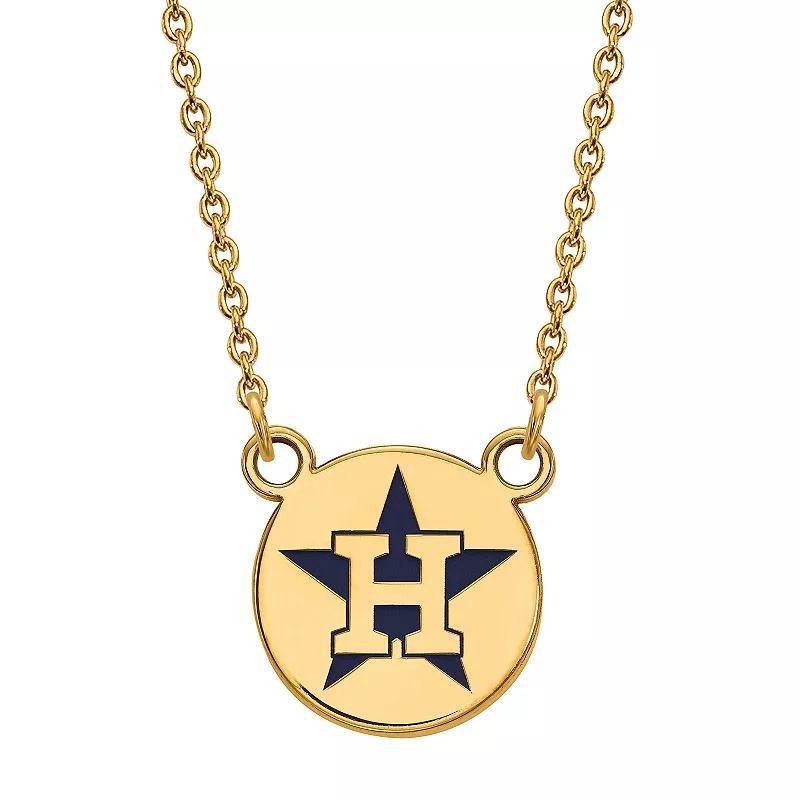 LogoArt Houston Astros Enamel Logo Link Necklace, Womens Gold Product Image