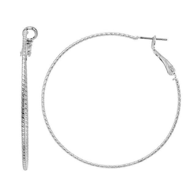 LC Lauren Conrad Textured Nickel Free Hoop Earrings, Womens, Silver Tone Product Image