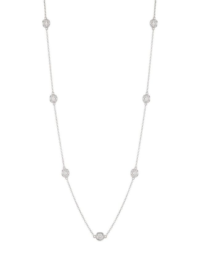 Womens 14K White Gold & 1 TCW Diamond Station Necklace Product Image