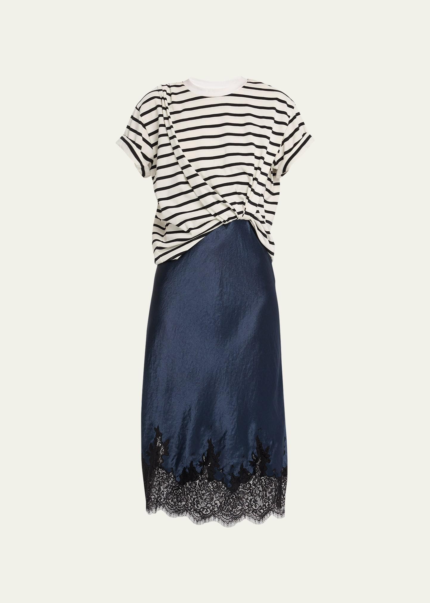 Womens Striped T-Shirt Slip Combo Dress Product Image