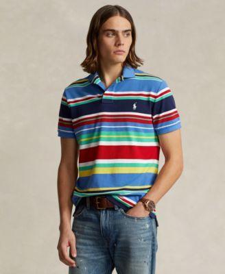 Men's Classic-Fit Striped Mesh Polo Shirt Product Image