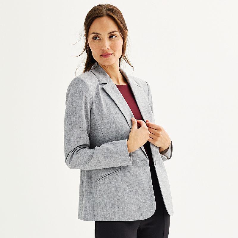 Womens Nine West Classic Single Button Blazer Grey Gray Product Image