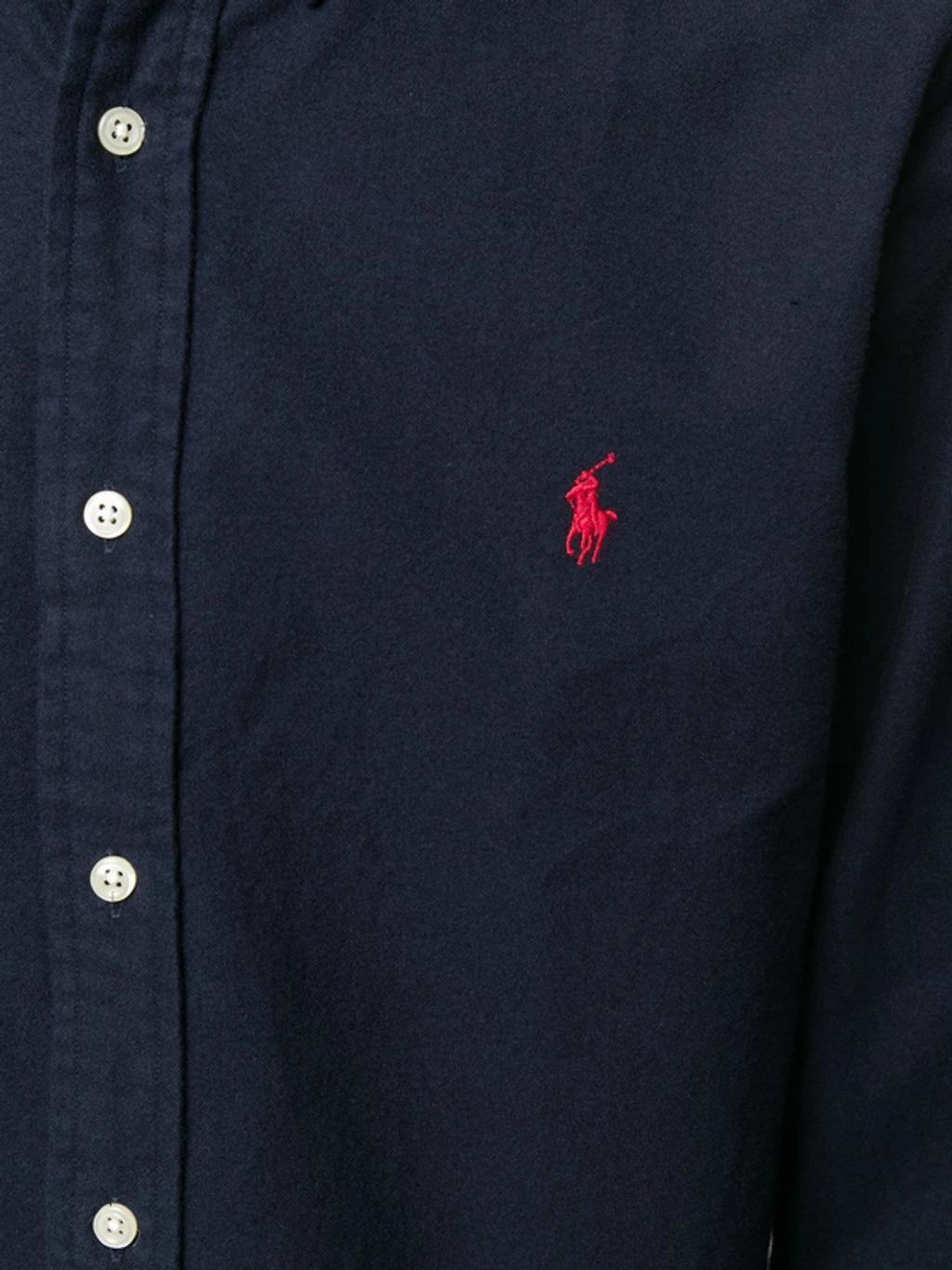 Embroidered Logo Button-down Shirt In Navy Product Image