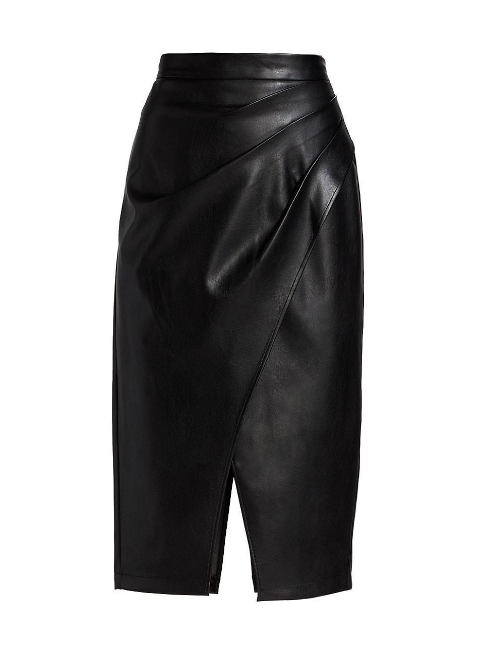 Womens Gathered Vegan Leather Skirt product image