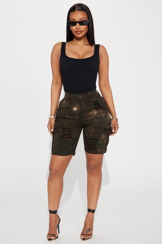 Covert Camo Denim Bermuda Shorts - Olive Product Image