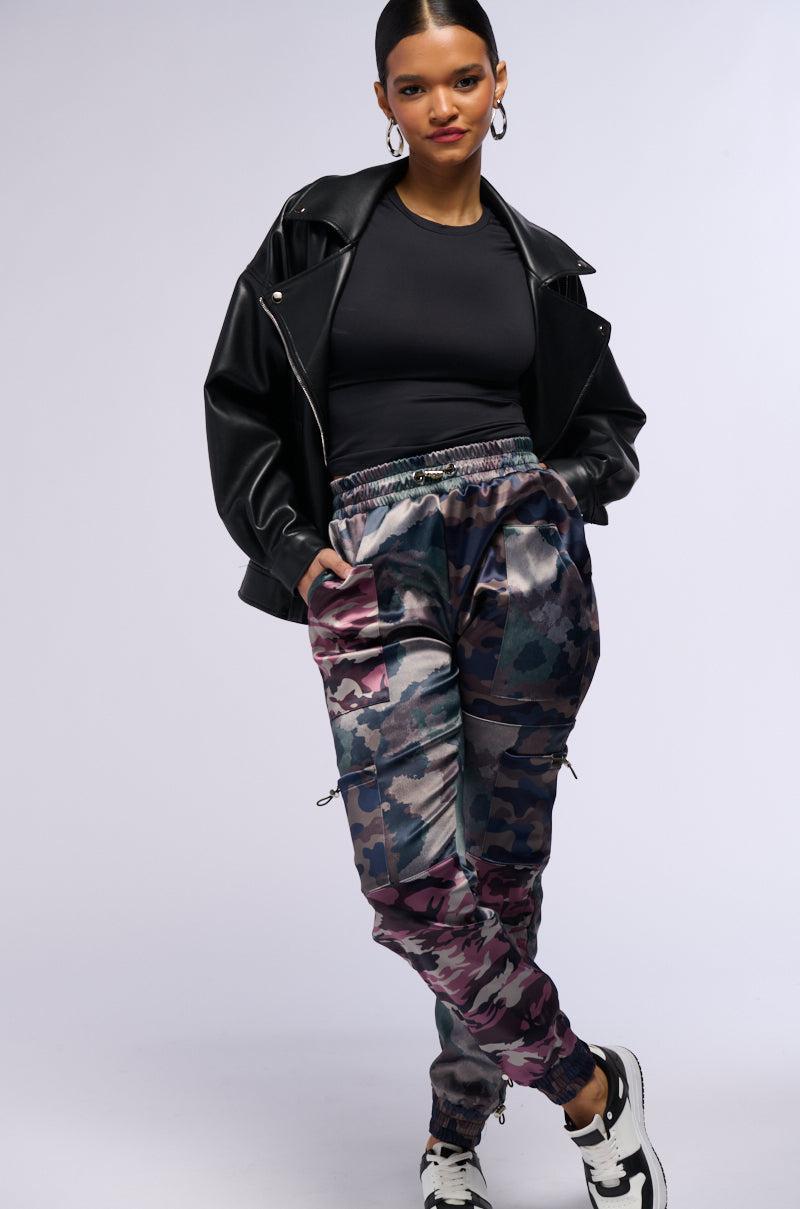 AT YOUR SERVICE SATIN CAMO PRINT JOGGER Product Image