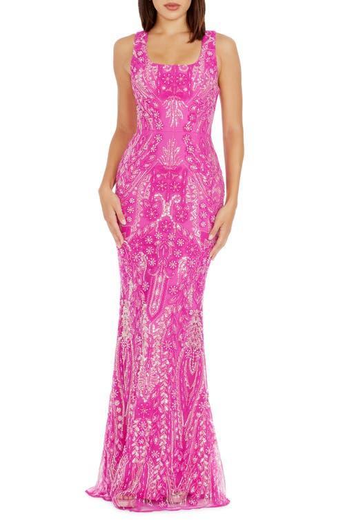 Women's Tyra Sequin-embellished Mermaid Gown In Bright Fuchsia Multi Product Image