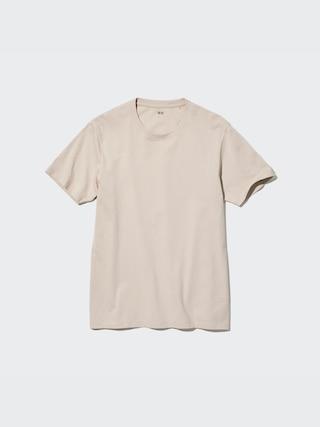 Mens Supima Cotton Crew Neck T-Shirt Beige 2XS UNIQLO US Product Image