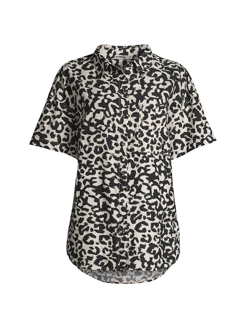 Womens Michelle Leopard-Printed Cotton-Blend Shirt Product Image