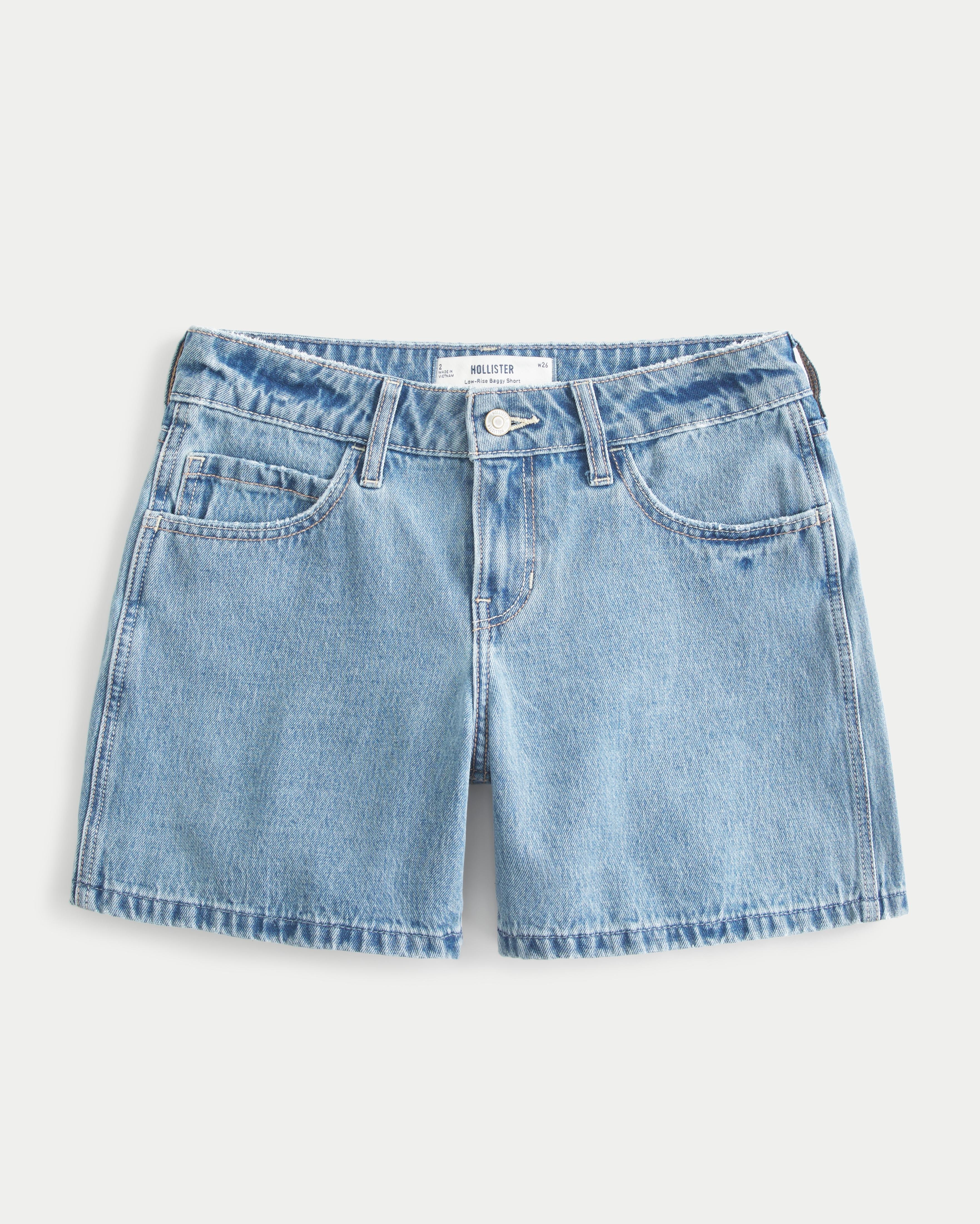 Low-Rise Light Wash Baggy Denim Carpenter Shorts 5" Product Image