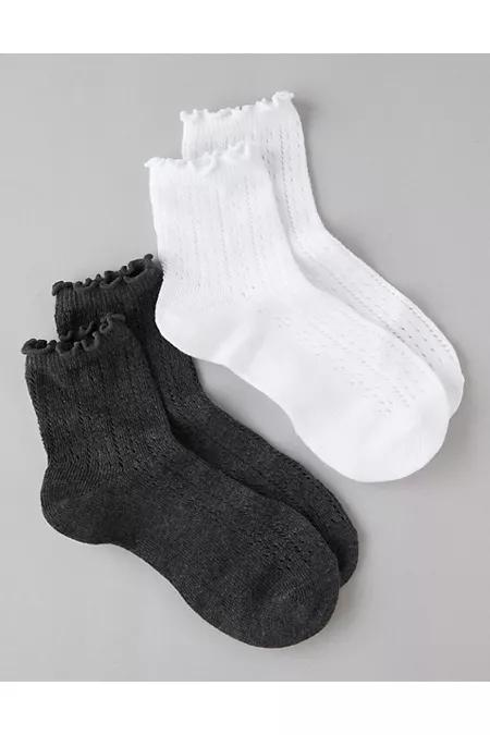 AE Pointelle-Knit Boyfriend Socks 2-Pack Women's Product Image