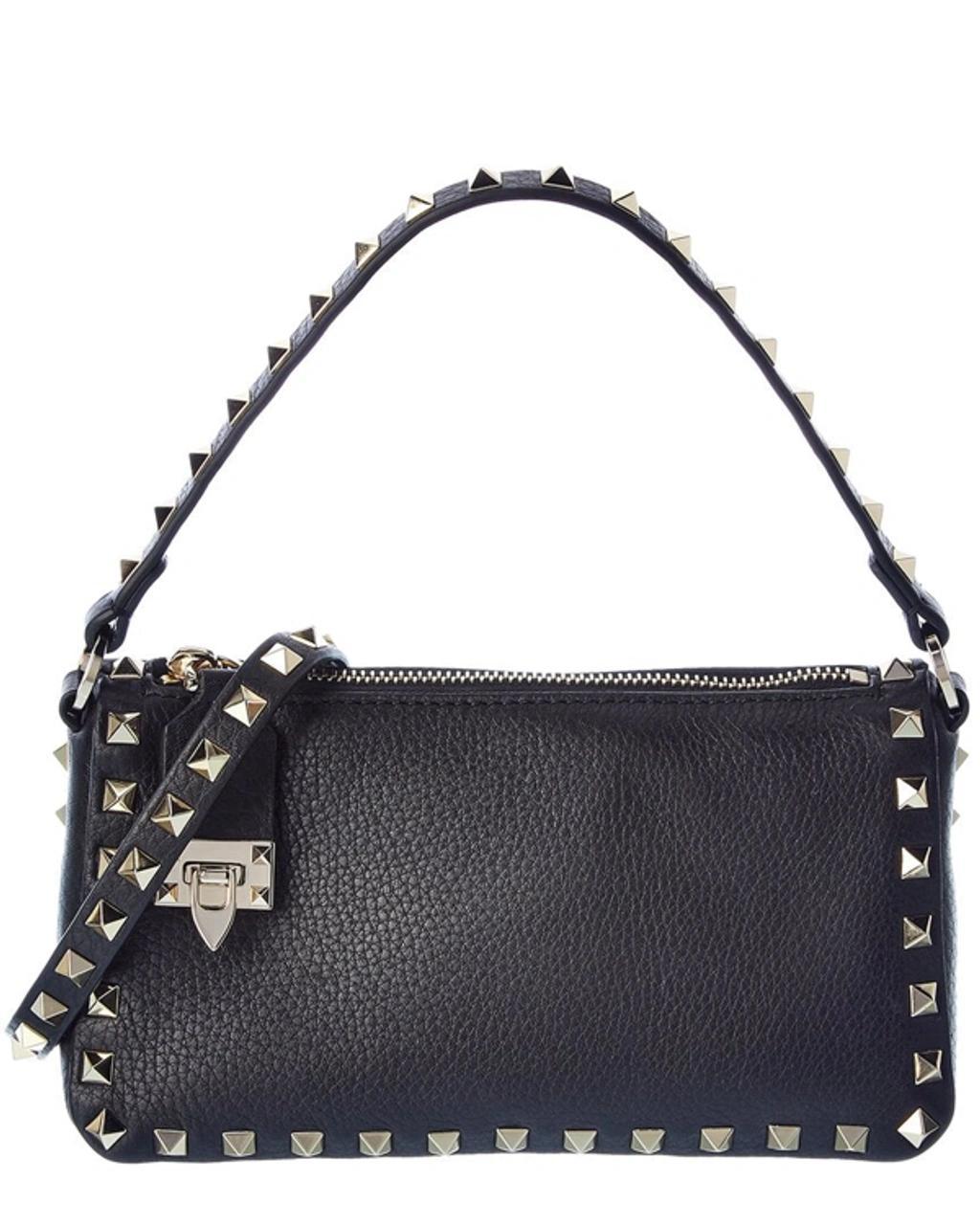 VALENTINO GARAVANI Rockstud Small Grainy Leather Crossbody In Black Product Image