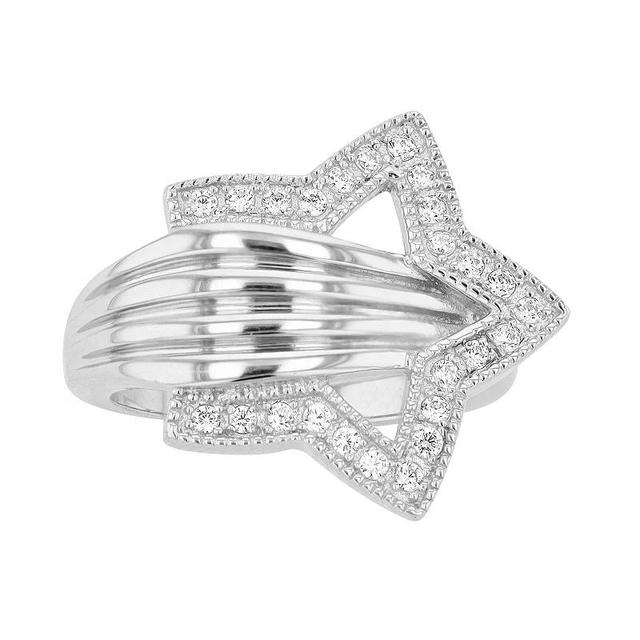 Rosabella Sterling Silver Cubic Zirconia Star Ring, Womens Product Image