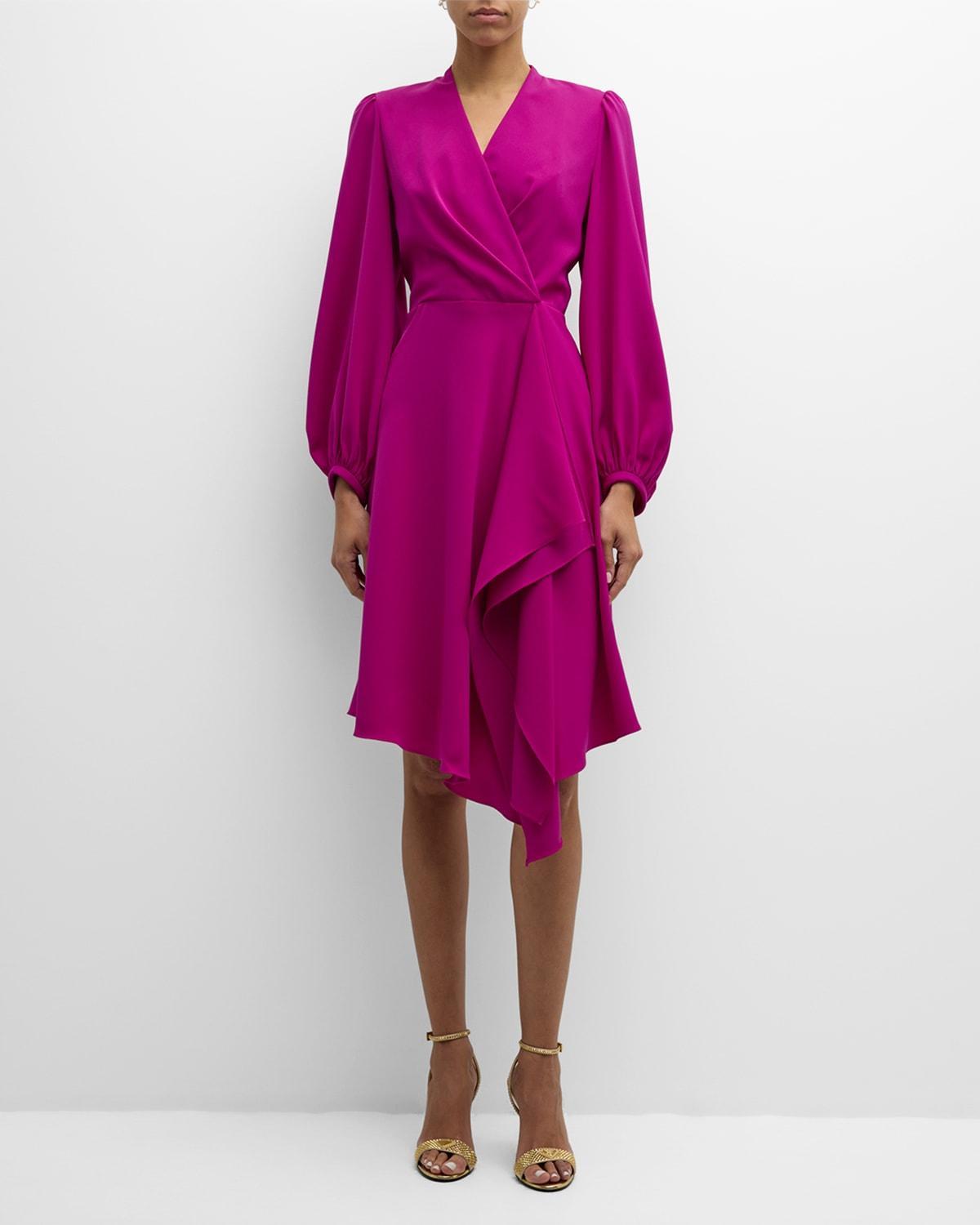 Emberly Draped Faux-Wrap Midi Dress Product Image