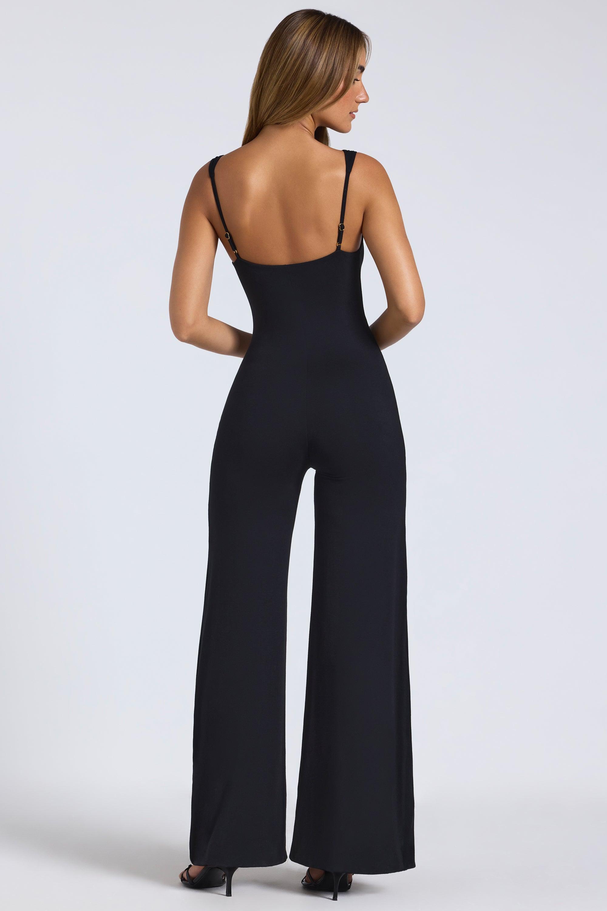 Tall Modal Sweetheart Neckline Wide Leg Jumpsuit in Black Product Image