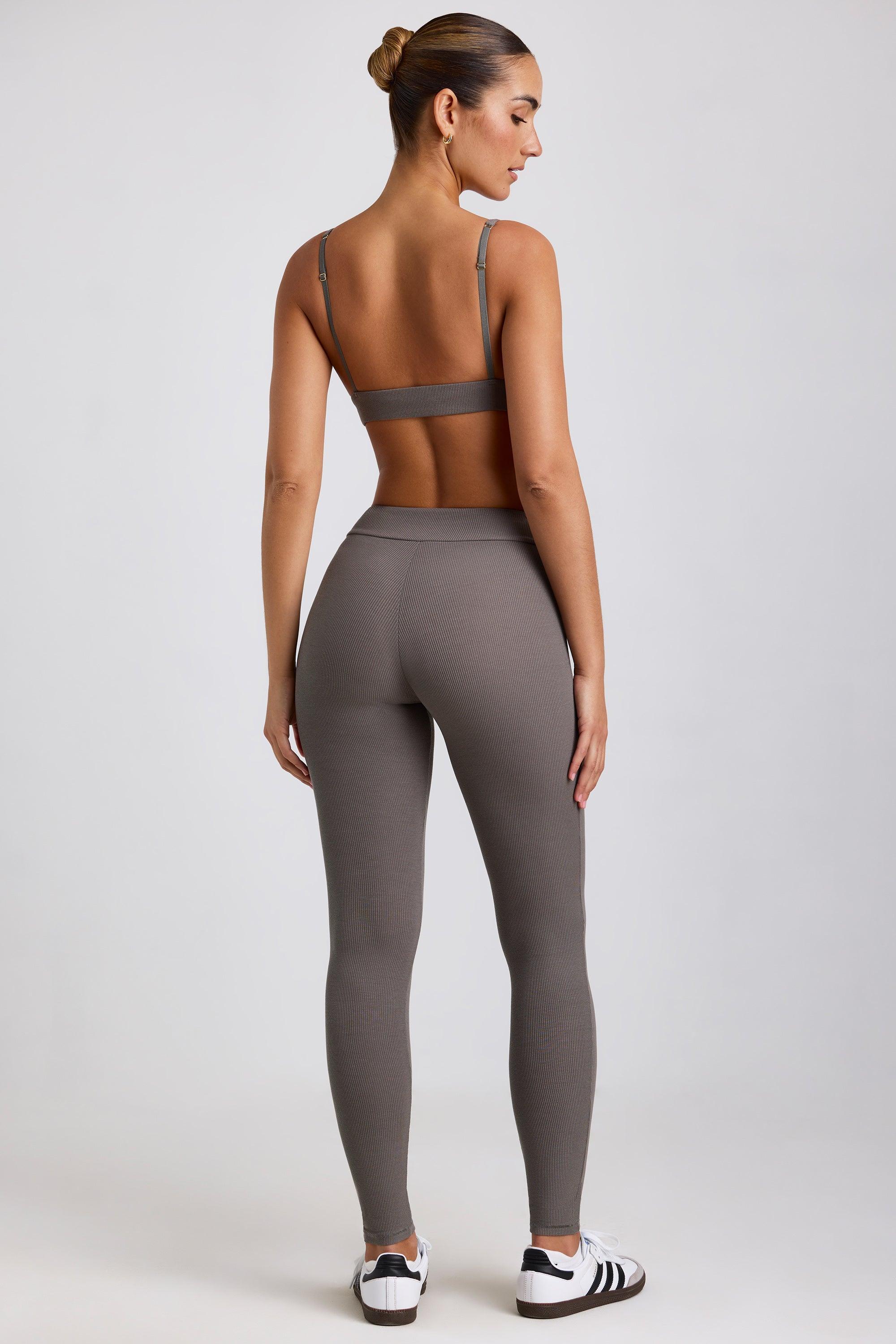 Ribbed Modal High Waist Leggings in Grey Product Image