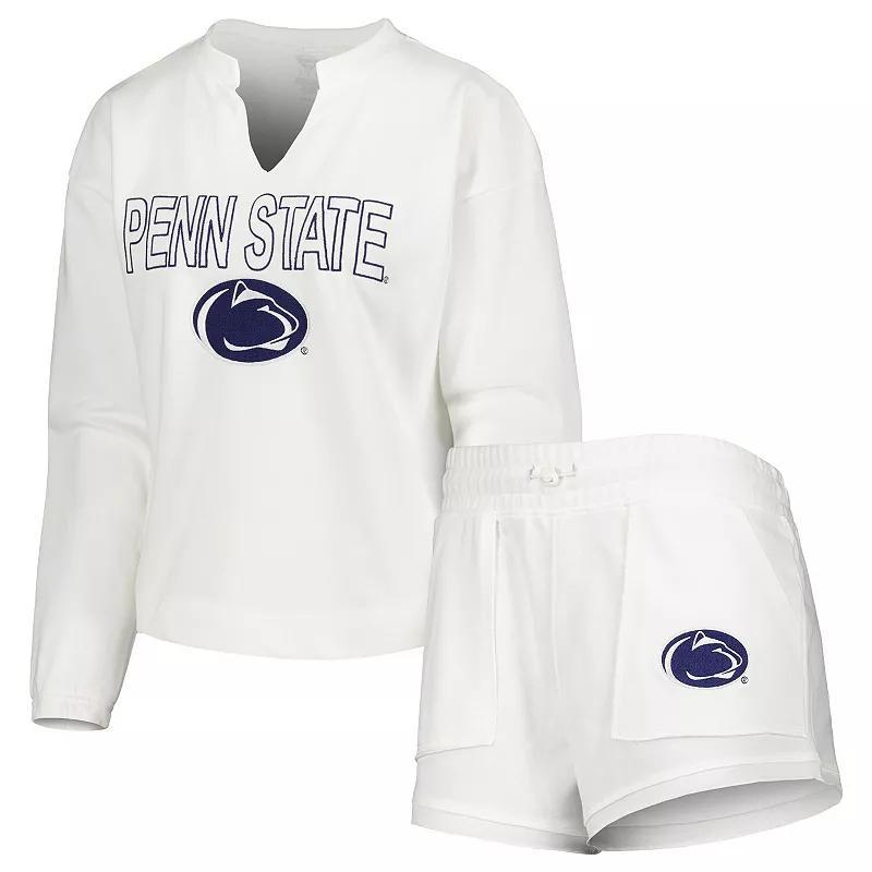 Womens Concepts Sport Penn State Nittany Lions Sunray Notch Neck Long Sleeve T-Shirt & Shorts Set Product Image