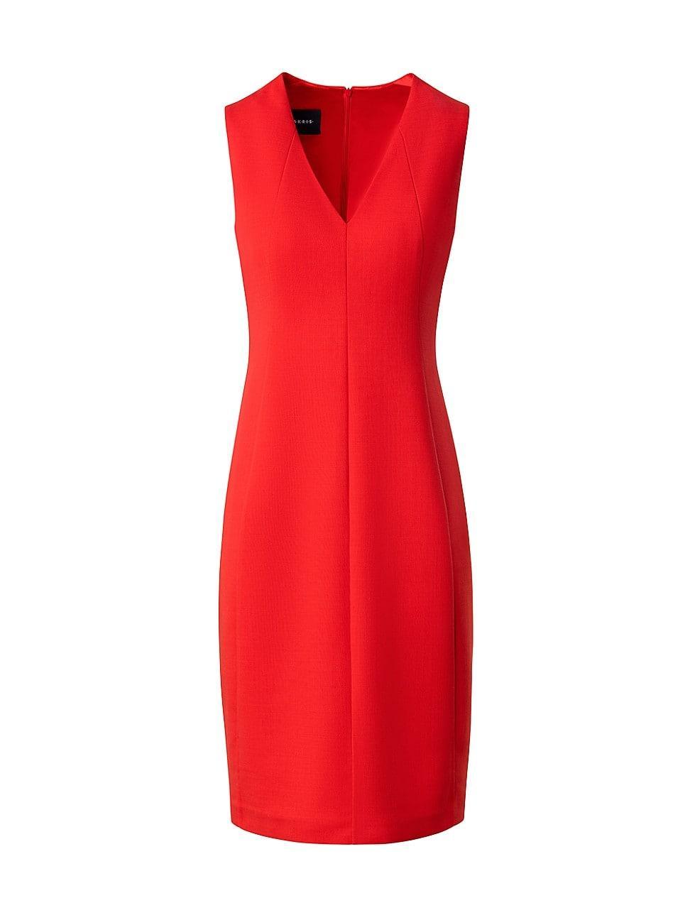 Womens V-Neck Wool Sheath Dress Product Image