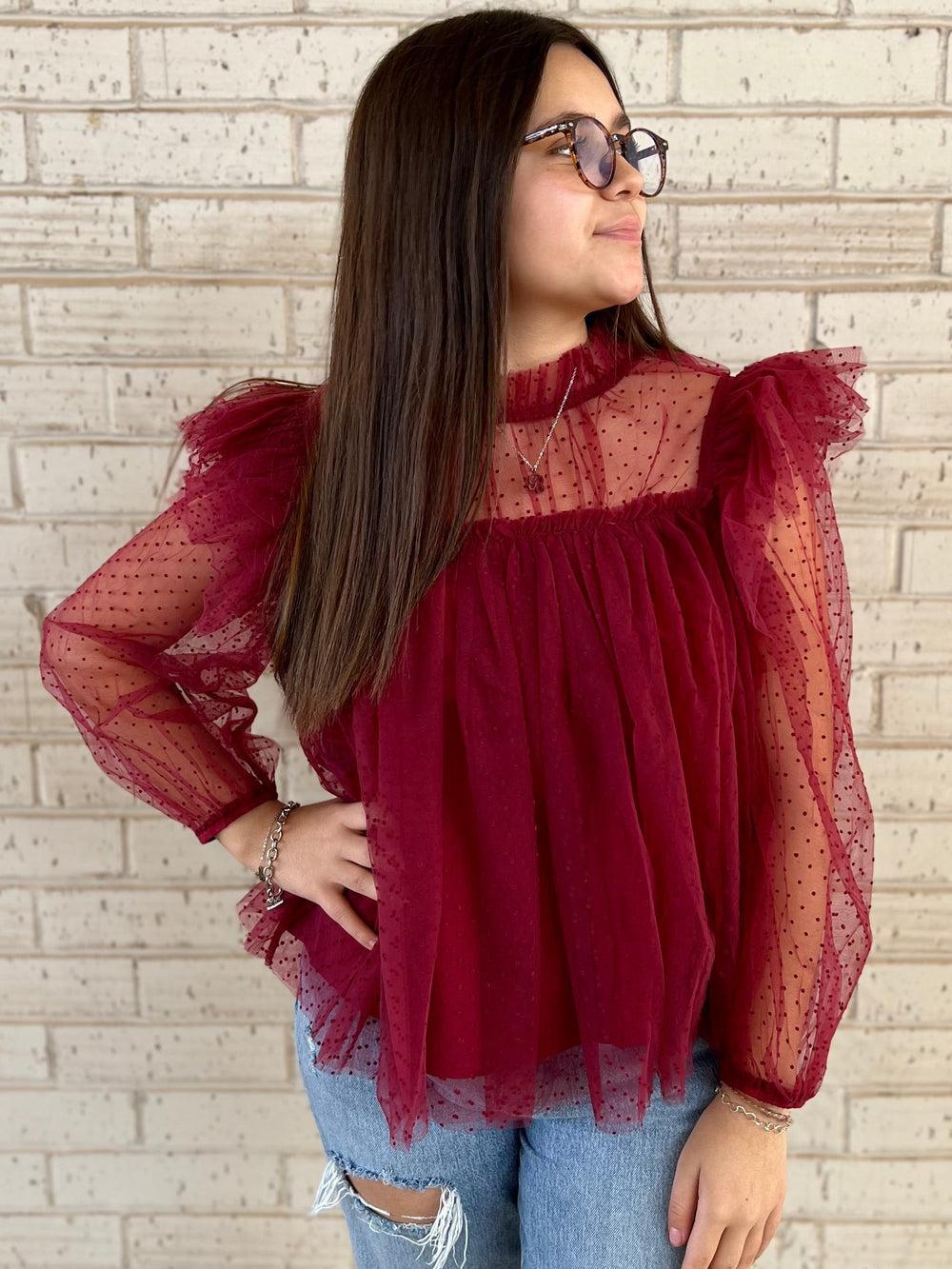 Cranberry Flare Blouse Product Image