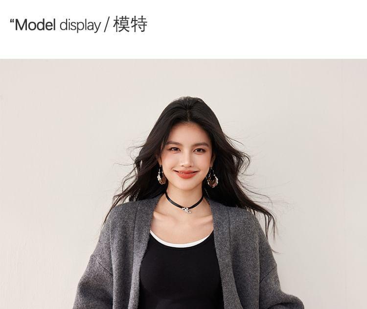 Plain Midi Open Front Cardigan Product Image