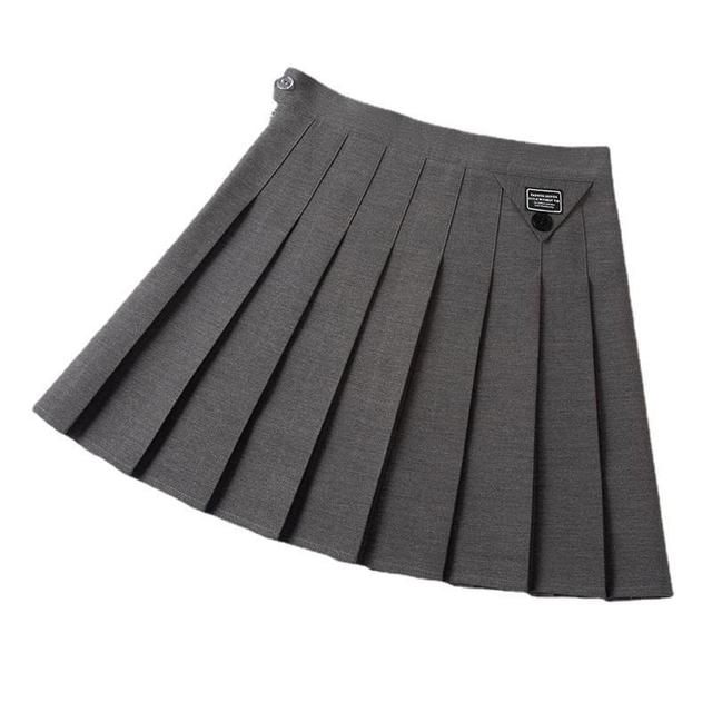 High Rise Lettering Applique Pleated Mini A-Line Skirt Product Image