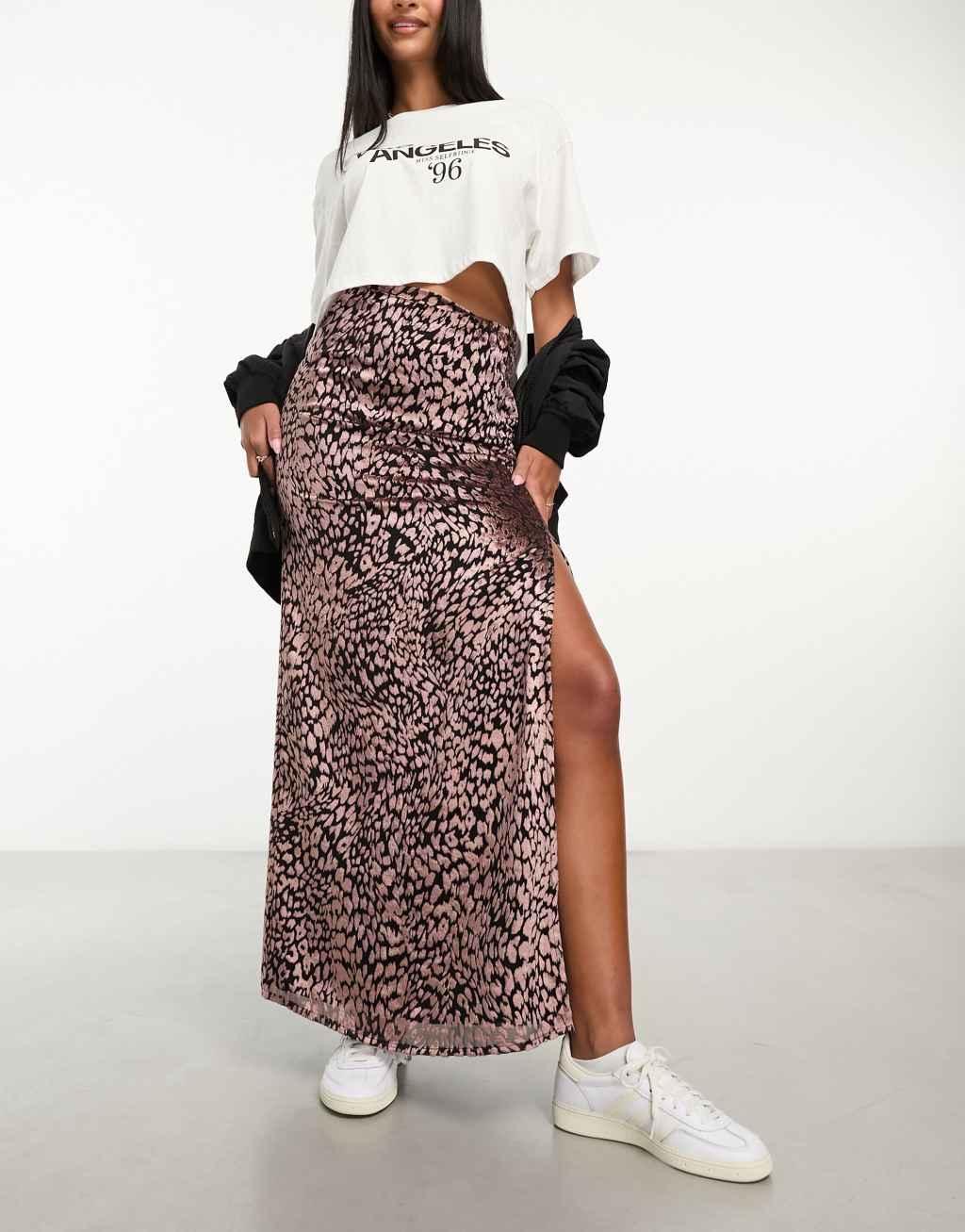 Miss Selfridge velvet burnout maxi skirt Product Image