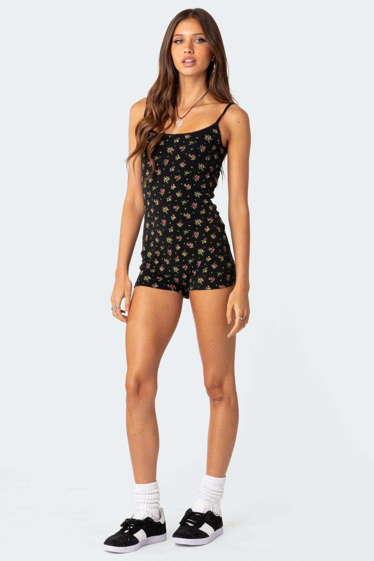 Ditsy Open Back Tie Romper Product Image