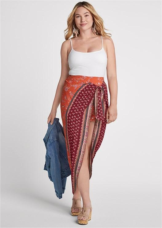 Paisley Print Wrap Skirt Product Image