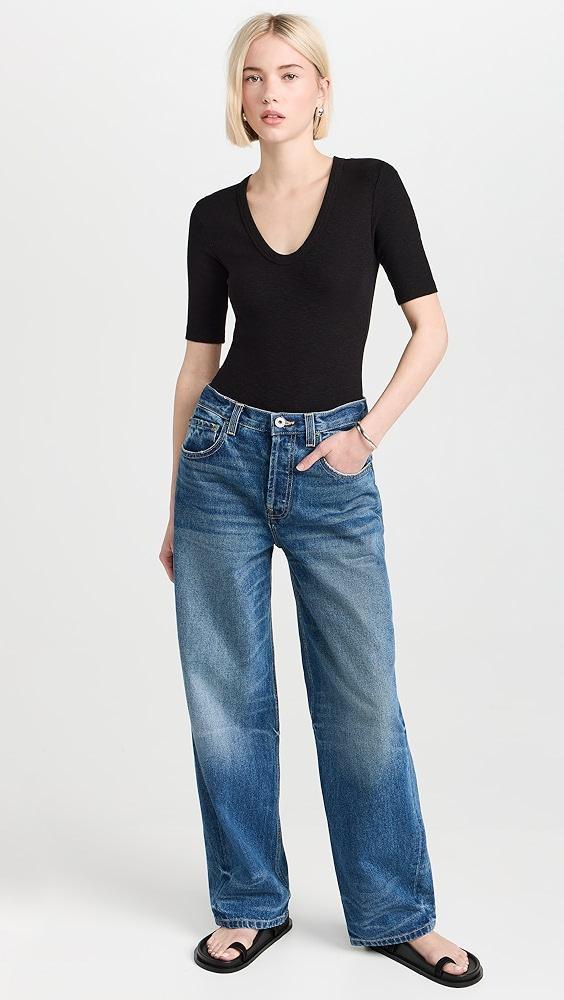 Enza Costa Textured Rib Half Sleeve Scoop Neck Tee | Shopbop Product Image