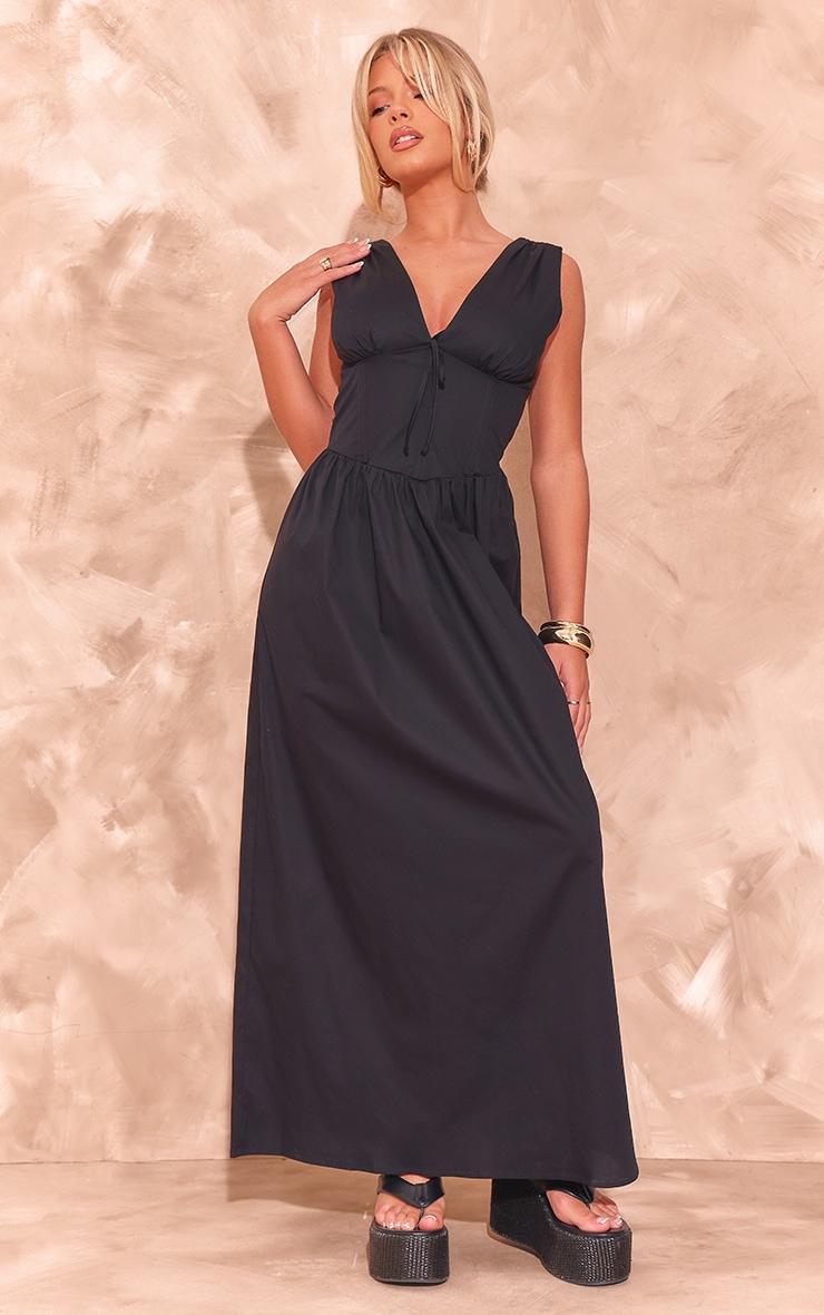 Black Tie Detail Corset Maxi Dress product image