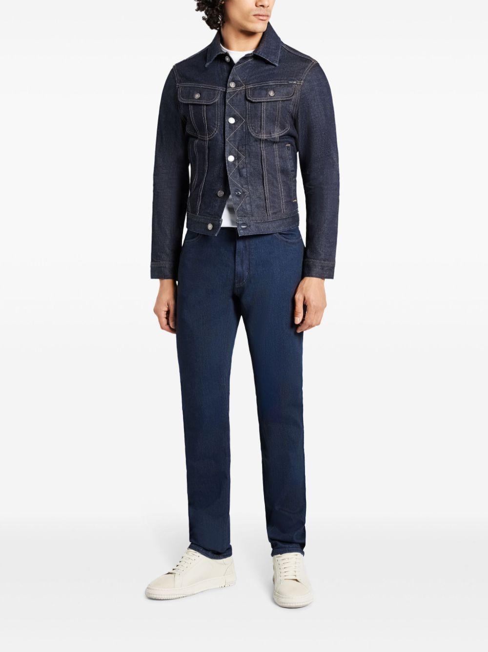 TOM FORD Contrast-stitching Denim Jacket In Blue Product Image