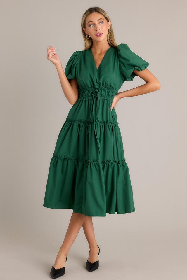 Easily Understood Hunter Green Puff Sleeve Midi Dress Product Image