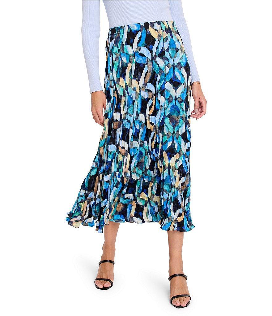 NIC + ZOE Woven Wave Links Mid Rise A-Line Midi Skirt Product Image