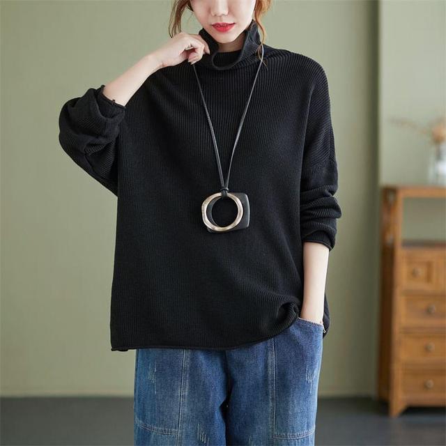 Turtleneck Ribbed Oversized Sweater Product Image