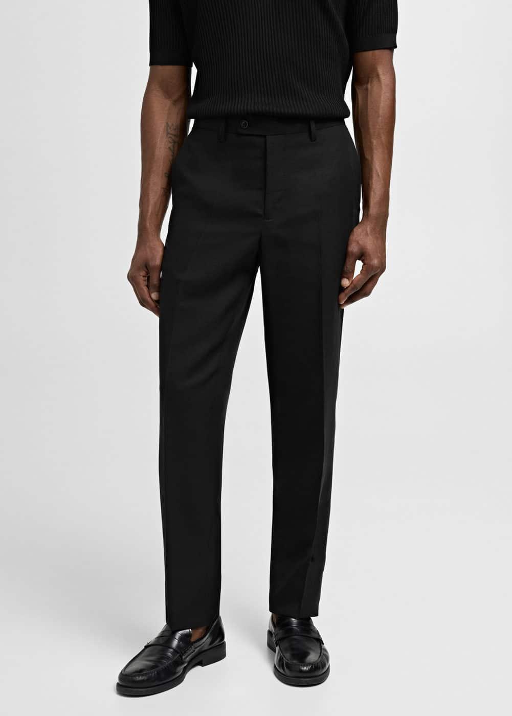 MANGO MAN - Linen lyocell suit pants blackMen Product Image