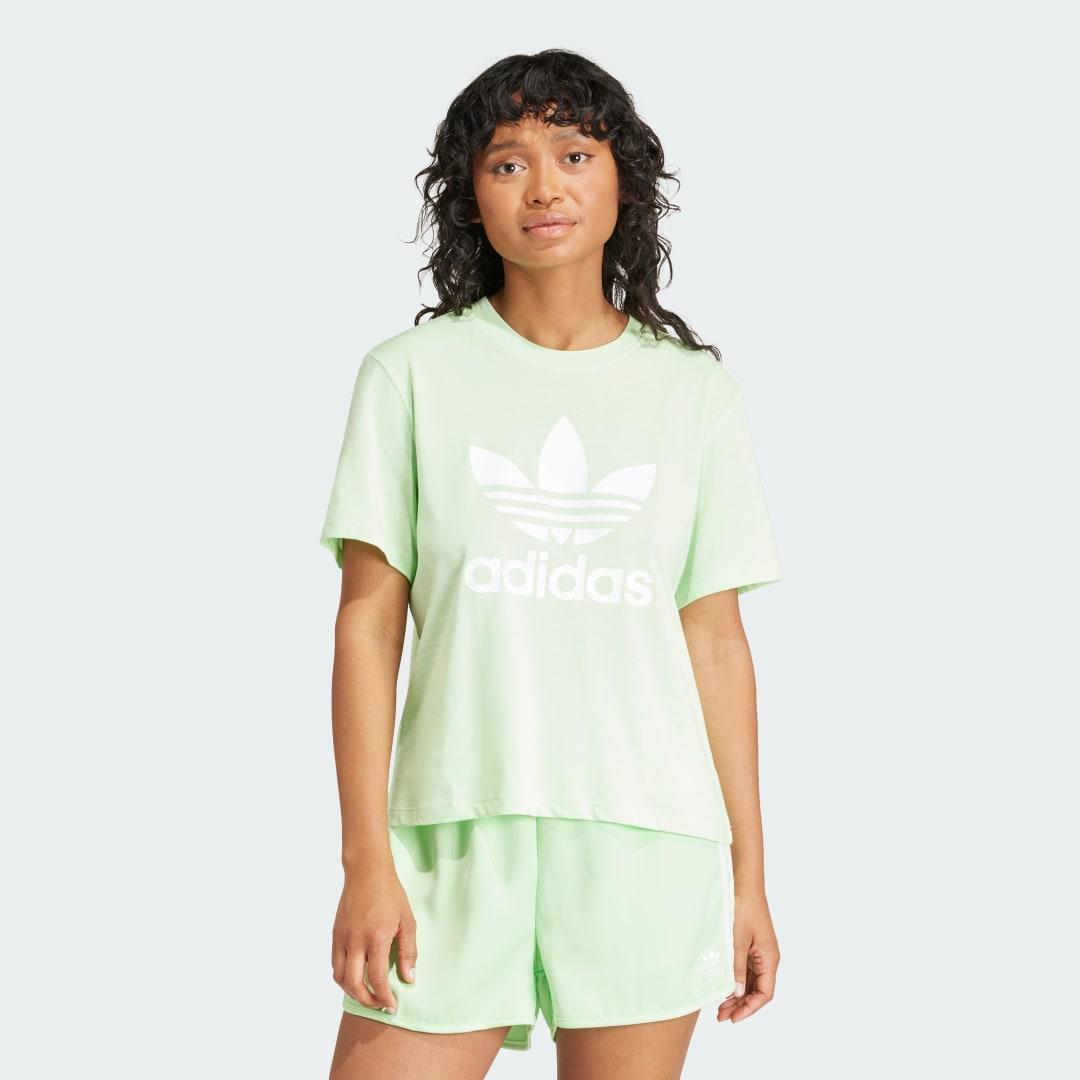 adidas Adicolor Trefoil Boxy Tee White 2XS Womens Product Image