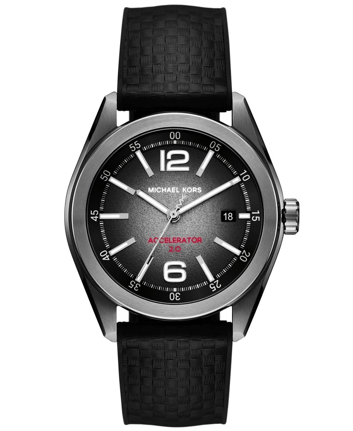 Michael Kors Mens Accelerator 2.0 Three-Hand Date Black Nylon and Silicone Strap Watch Product Image