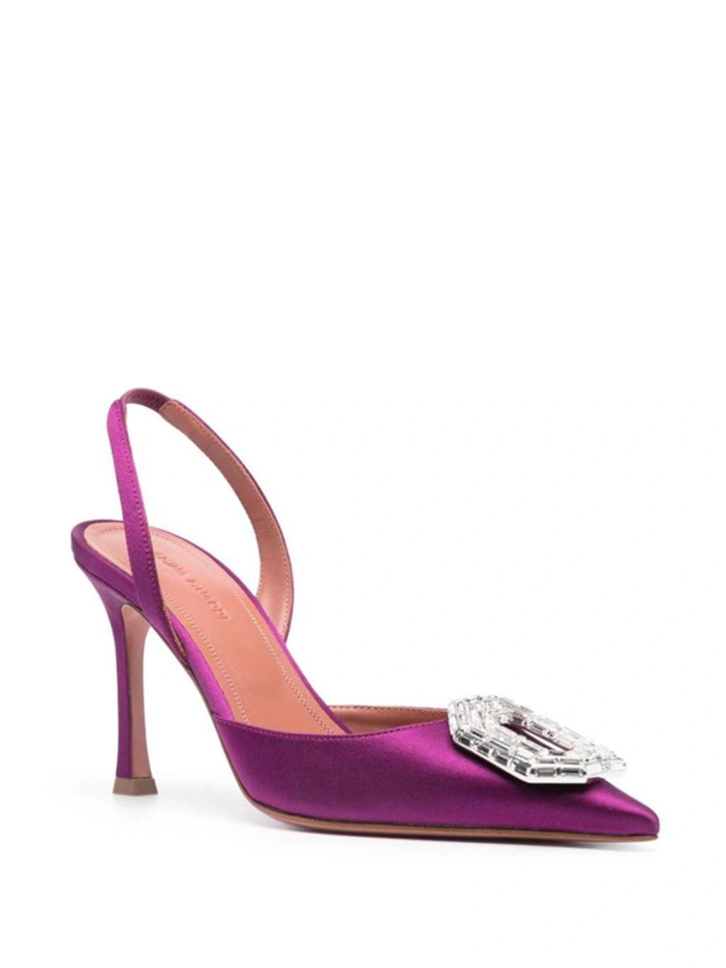 AMINA MUADDI Camelia Sling 90 Satin Purple Pumps Product Image